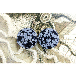 Snowflake Obsidian Double Flared Plugs, Pair - 70 Knots