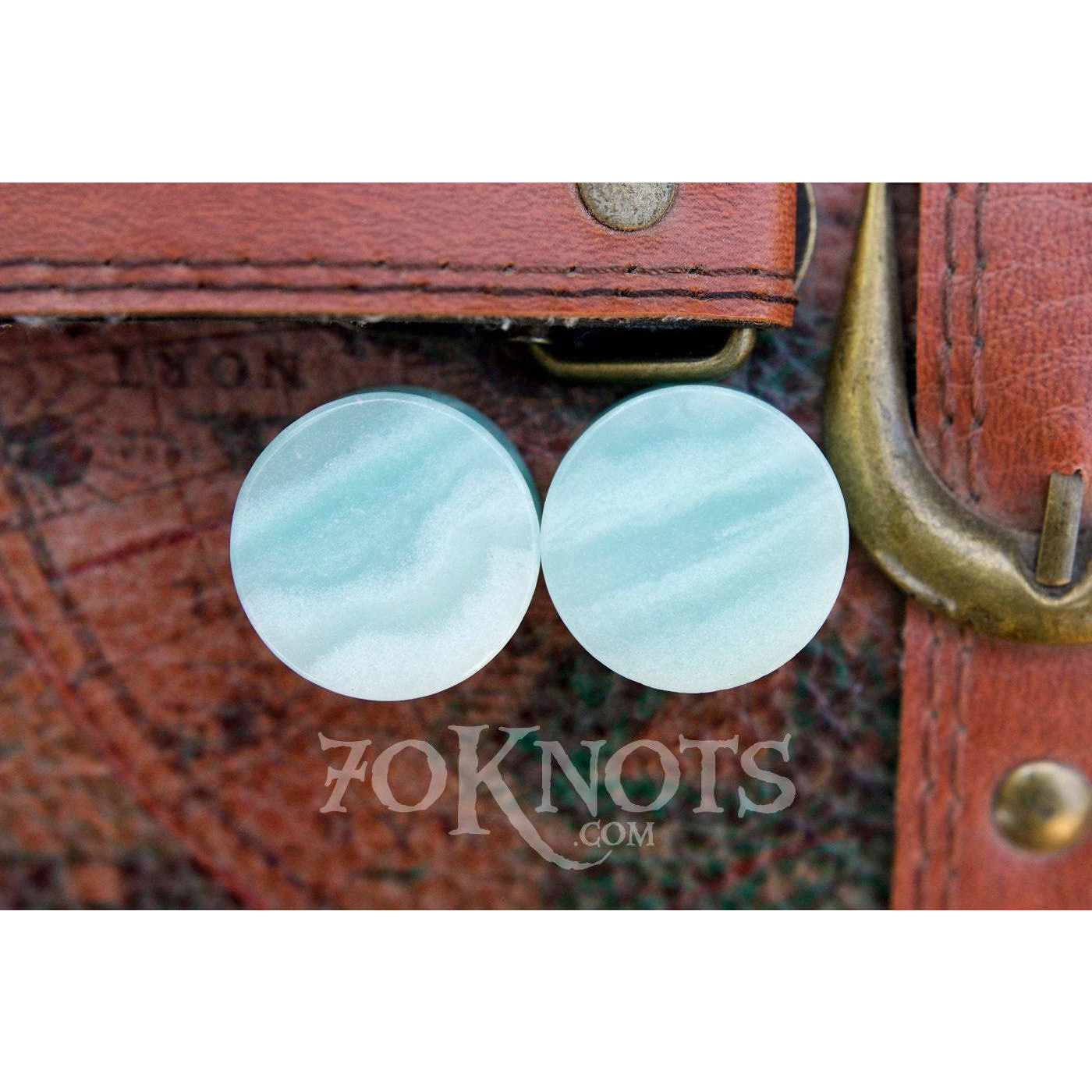 Amazonite Double Flared Plugs, Pair - 70 Knots