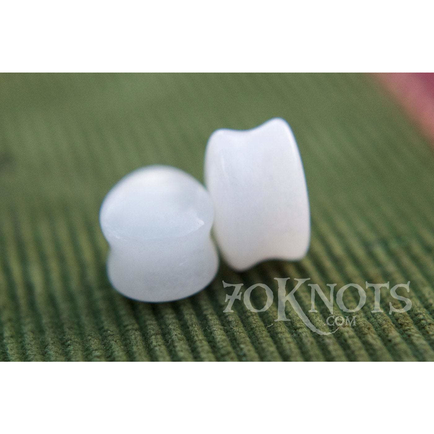 Teardrop White Quartz Plugs, Double Flared Organic - 70 Knots