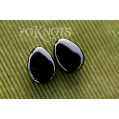 Teardrop Black Obsidian Double Flared Plugs, Pair - 70 Knots