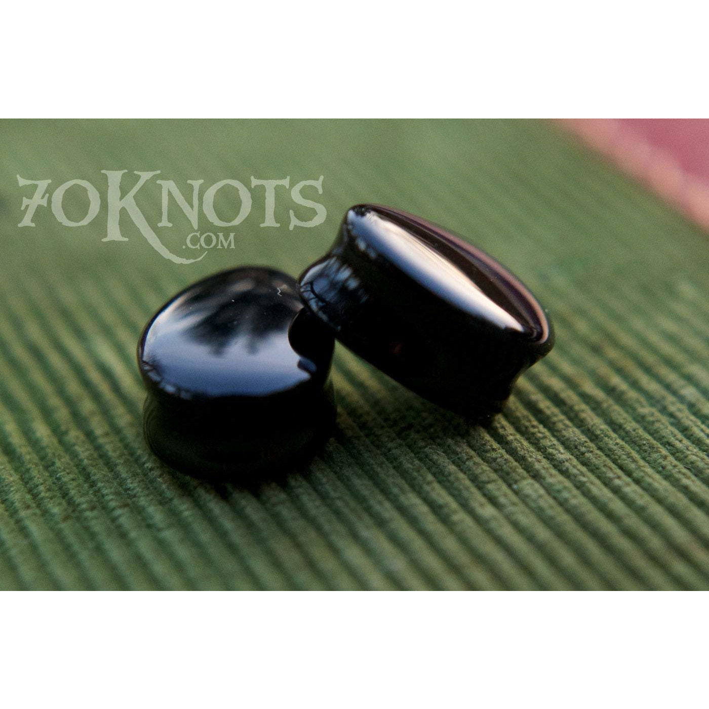 Teardrop Black Obsidian Double Flared Plugs, Pair - 70 Knots