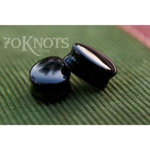 Teardrop Black Obsidian Double Flared Plugs, Pair - 70 Knots