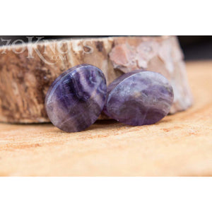 Teardrop Rainbow Fluorite Plugs, Double Flared Organic - 70 Knots