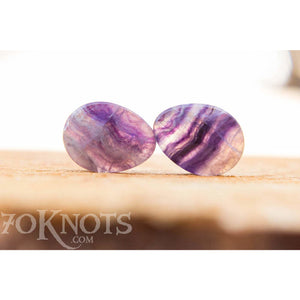 Teardrop Rainbow Fluorite Plugs, Double Flared Organic - 70 Knots