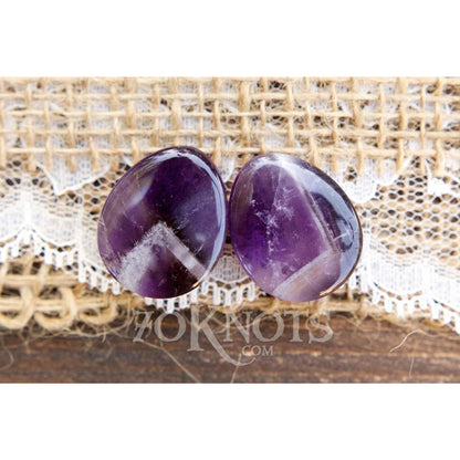 Teardrop Amethyst Double Flared Plugs, Pair - 70 Knots