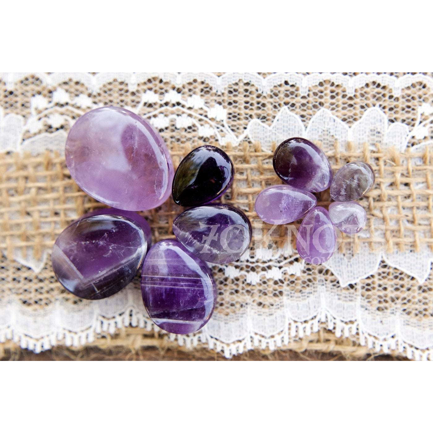 Teardrop Amethyst Double Flared Plugs, Pair - 70 Knots