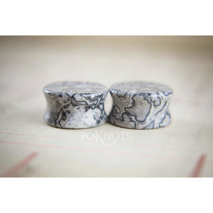 Wave Jasper Double Flared Plugs, Pair - 70 Knots