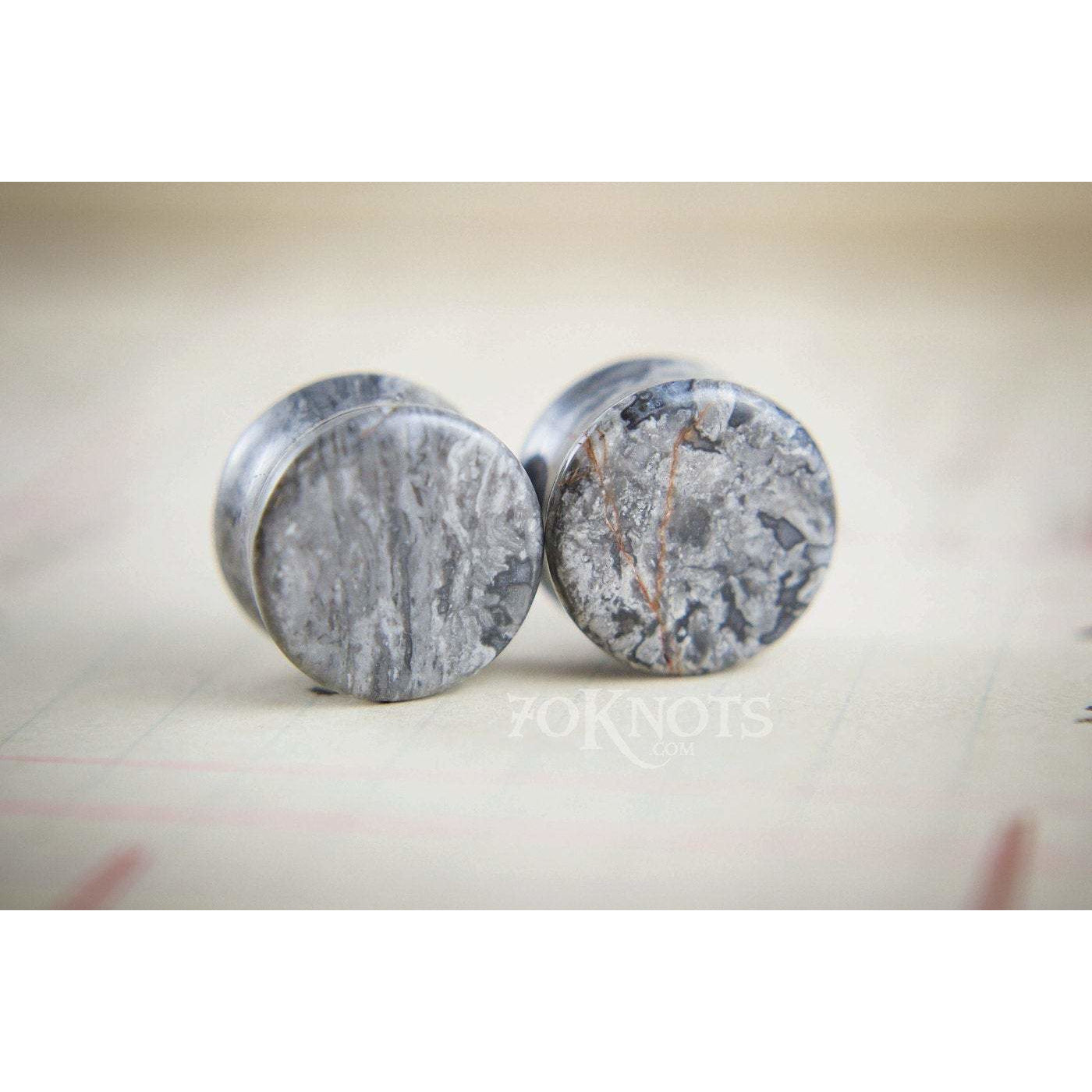 Wave Jasper Double Flared Plugs, Pair - 70 Knots