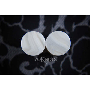 Gray Striped Agate Double Flared Plugs, Pair - 70 Knots