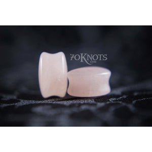 Teardrop Rose Quartz Plugs, Double Flared Organic - 70 Knots