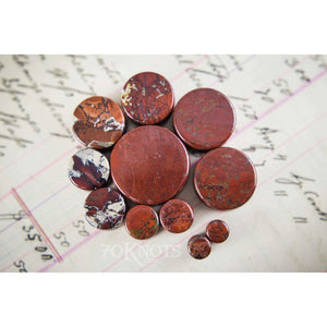 Poppy Jasper Double Flared Plugs, Pair - 70 Knots