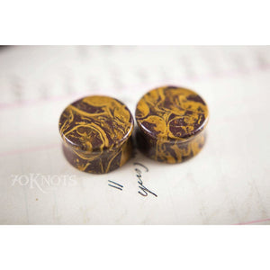 Coquina Jasper Double Flared Plugs, Pair - 70 Knots