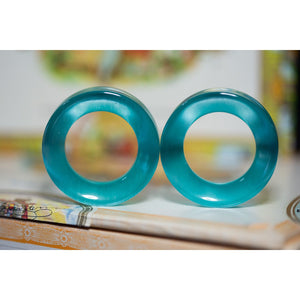 40mm (1 37/64") Tunnel Cats Eye Pair (Teal) - OOAK WYSIWYG - 70 Knots