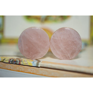 35mm (> 1 3/8") Rose Quartz Pair - OOAK WYSIWYG - 70 Knots