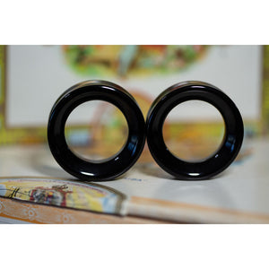 38mm (1 1/2") Tunnel Obsidian Pair - OOAK WYSIWYG - 70 Knots