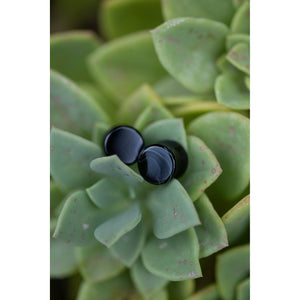 Black Striped Agate Plugs, Double Flared Pair, Organic Plugs - 70 Knots