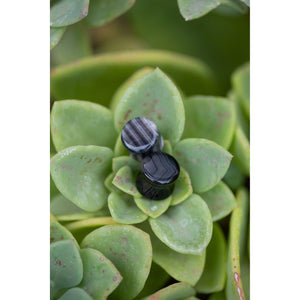 Black Striped Agate Plugs, Double Flared Pair, Organic Plugs - 70 Knots