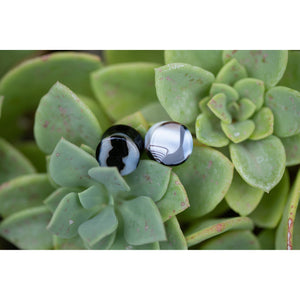 Black Striped Agate Plugs, Double Flared Pair, Organic Plugs - 70 Knots