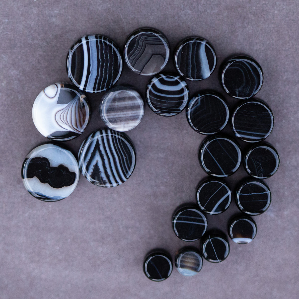 Black Agate Plugs, Double Flared Pair, Organic Plugs | 70 Knots