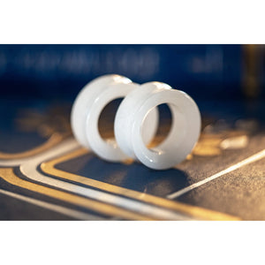 Tunnel White Jade Double Flared Plugs, Pair
