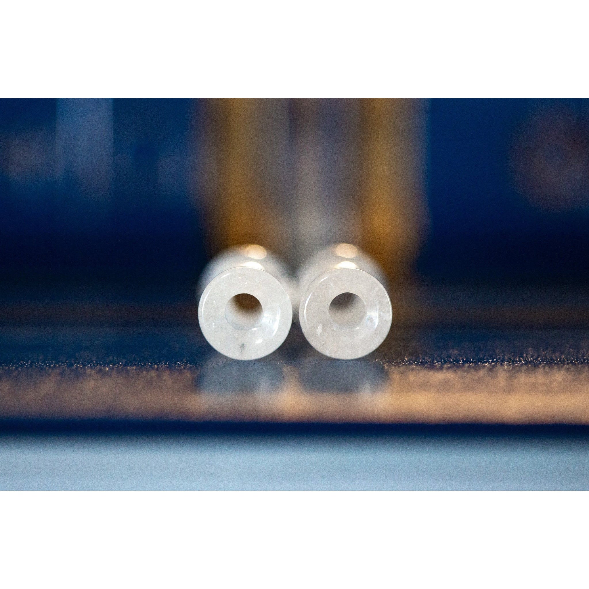 Tunnel White Quartz Double Flared Plugs, Pair - 70 Knots