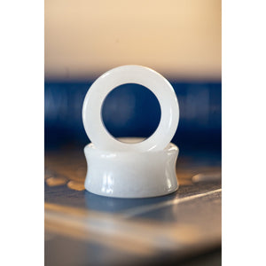 Tunnel White Jade Double Flared Plugs, Pair